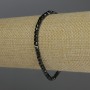 Bracelet noir en tourmaline, cubes facettés, diamètre 3 mm, longueur 18 cm, élastique
