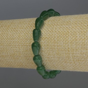Bracelet chrysoprase en forme de goutte, diamètre 12×8 mm ±, longueur 18 cm, élastique