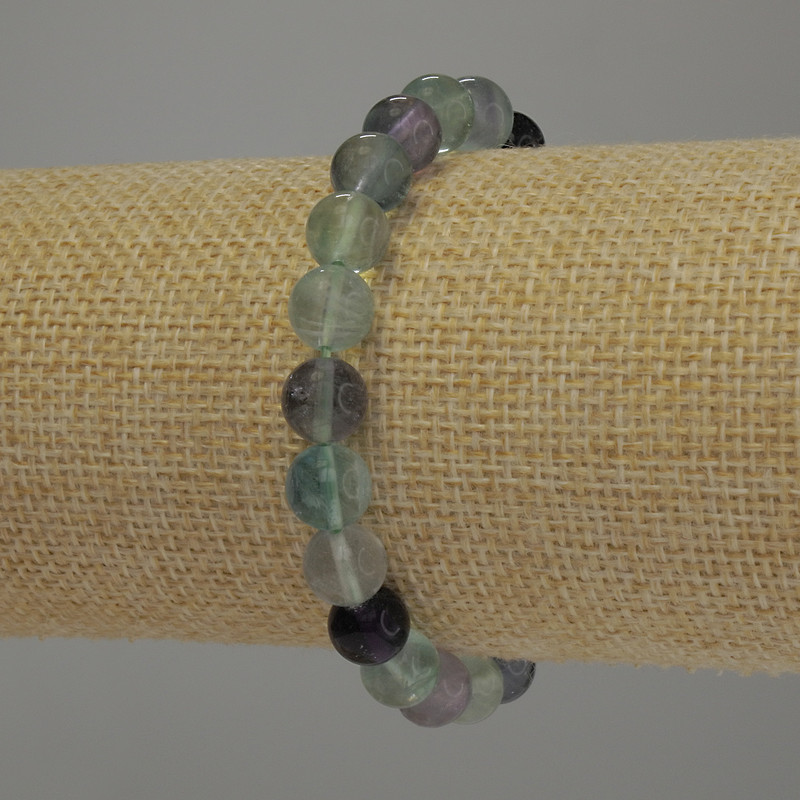 Bracelet en fluorite, perles rondes lisses, diamètre 8 mm, longueur 18 cm, élastique