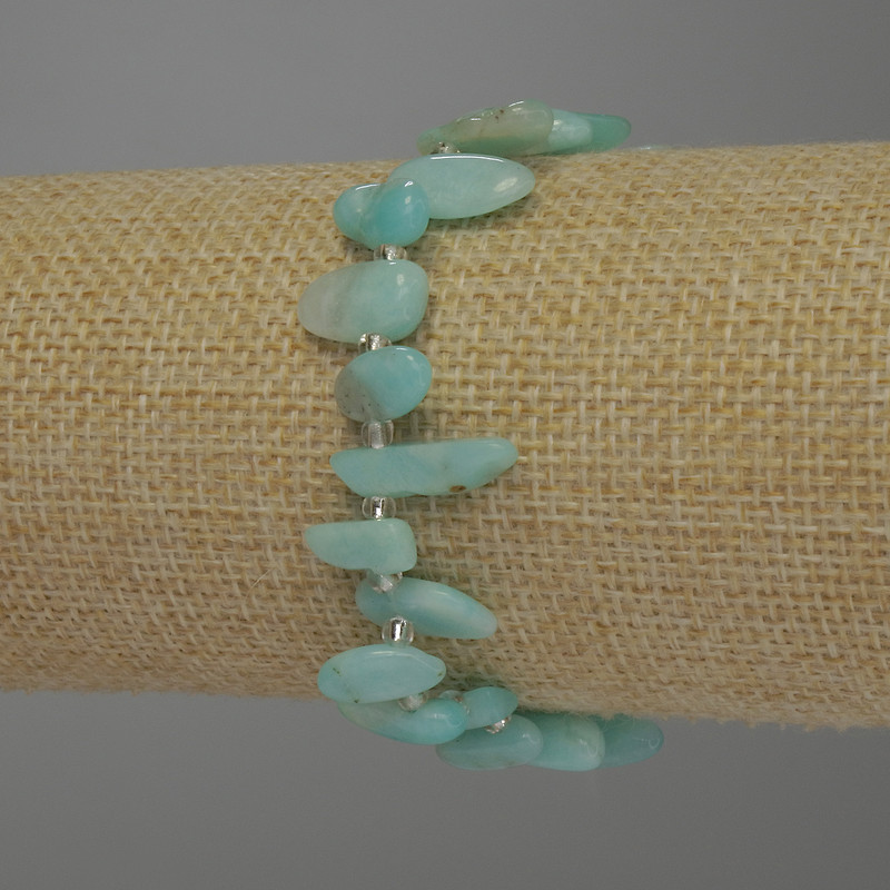 Bracelet en Larimar facetté, diamètre 12–14×7 mm, perles de rocailles 3 mm, longueur 18 cm, élastique