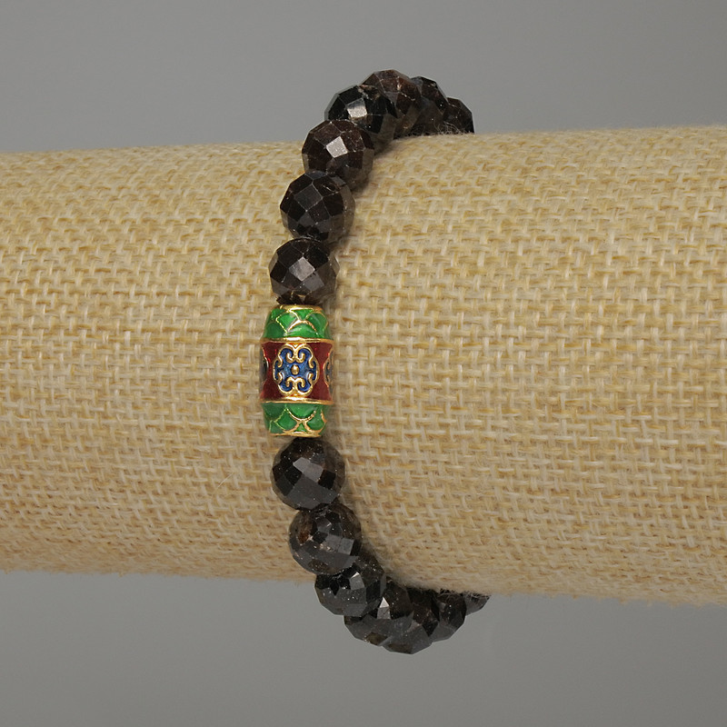 Bracelet en grenat, perles rondes facettées, diamètre 8 mm ±, longueur 18 cm élastique
