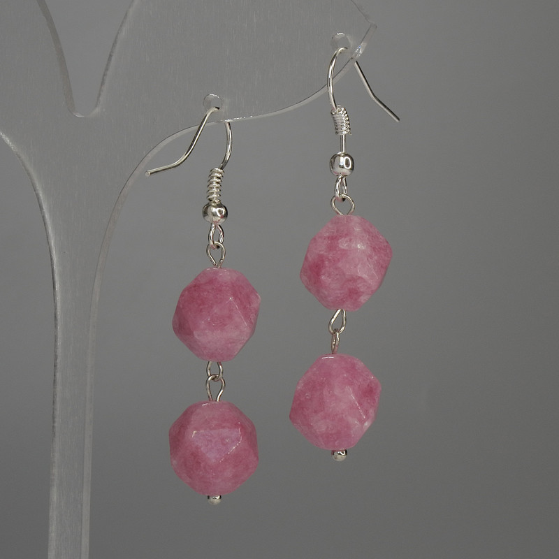 Boucles d'oreilles en tourmaline facettée, diamètre 12 mm ±, longueur 48 mm ±