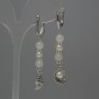 Boucles d'oreilles en quartz blanc, bille de 6 mm ±, perle artificielle 6 mm ±, longueur 56 mm ±