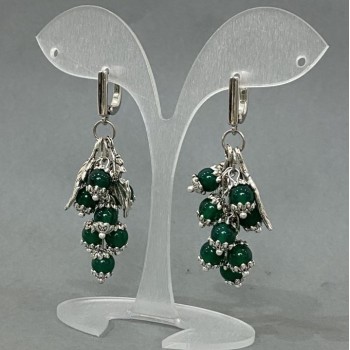 Boucles d'oreilles grappes Œil-de-chat perle 6 mm ±, longueur 57 mm ±
