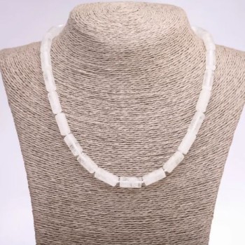 Collier en cristal de roche des montagnes, cylindre, diamètre 8×17 mm, longueur 47 cm