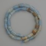 Perles de calcite bleue cylindriques 10×6 mm ± avec perles de rocaille 3 mm ± sur fil, longueur 40 cm+