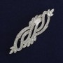 Broche Accent strass blancs métal argenté 85×26 mm+