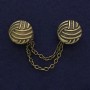 Broche pour cardigans couleur bronze, diamètre 20 mm ±, chaîne, longueur 9 cm+