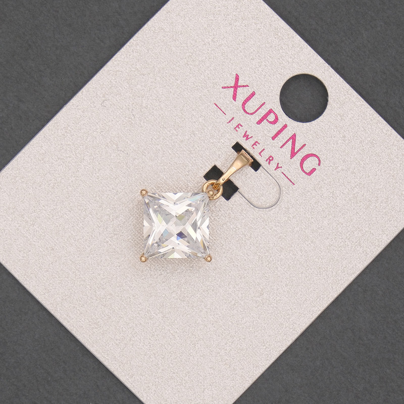 Pendentif Xuping avec cristal blanc, diamètre 14 mm ±, longueur 21 mm ±, dorure 18K