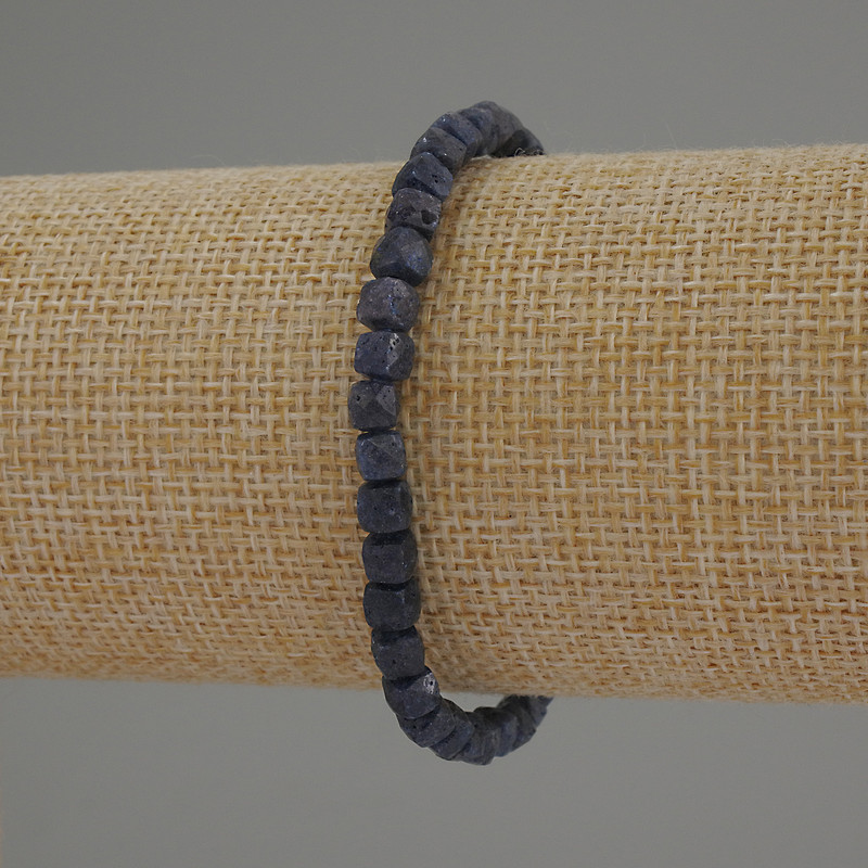 Bracelet en saphir facetté en forme de cube, diamètre 5 mm ±, longueur 18 cm, élastique