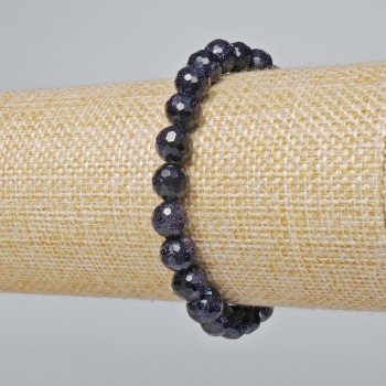 Bracelet aventurine Nuit Kaïra (synthétique) perle facettée, diamètre 8 mm ±, longueur 18 cm ± (élastique)