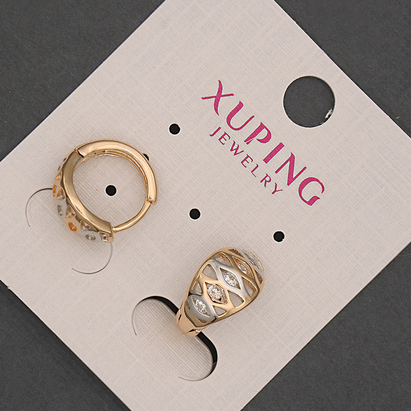 Boucles d'oreilles Xuping dorure 18K et rhodium 8×14 mm+