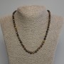 Collier œil de tigre facetté en cubes, diamètre 5,5 mm, longueur 45 cm +/- avec fermoir
