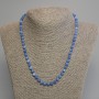 Collier en aigue-marine facetté en cubes, diamètre 5 mm ±, longueur 45 cm ± avec fermoir