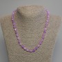 Collier en améthyste lavande, perles facettées 8x6 mm ±, rocailles 3 mm ±, longueur 45 cm ±, avec fermoir