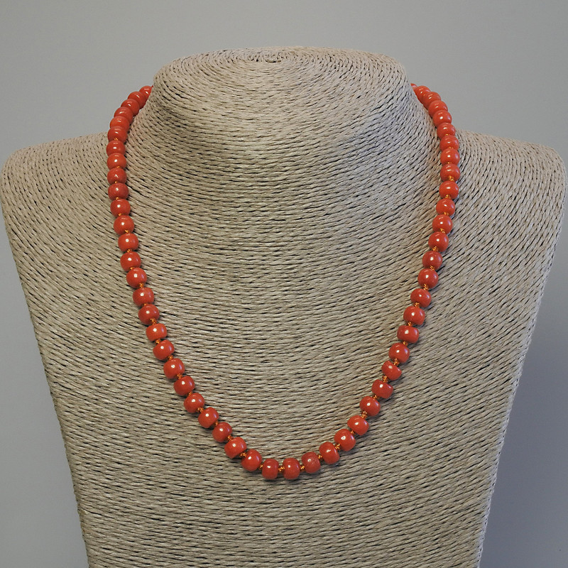 Collier en corail artificiel en rondelles 7×5 mm, longueur 50 cm, avec fermoir