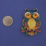Broche magnétique chouette émaillée 55×40 mm ± métal doré