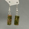 Boucles d'oreilles en unakite (héliotrope) cylindriques, diamètre 8×17 mm, longueur 38 mm+