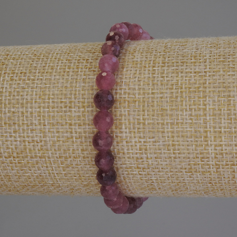 Bracelet en tourmaline, billes facettées, diamètre 6 mm, longueur 18 cm (élastique)