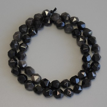 Perles d'obsidienne argentée facetées, diamètre 8×7 mm, longueur d'environ 38 cm