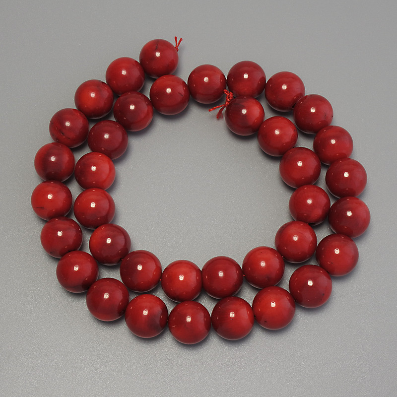 Perles de corail rondes lisses 11 mm, longueur du fil environ 41 cm