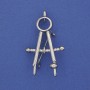 Broche compas métal argenté 41×24 mm+