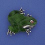Broche-pendentif Grenouille nacrée couleur verte, strass, métal argenté, 35×34 mm+