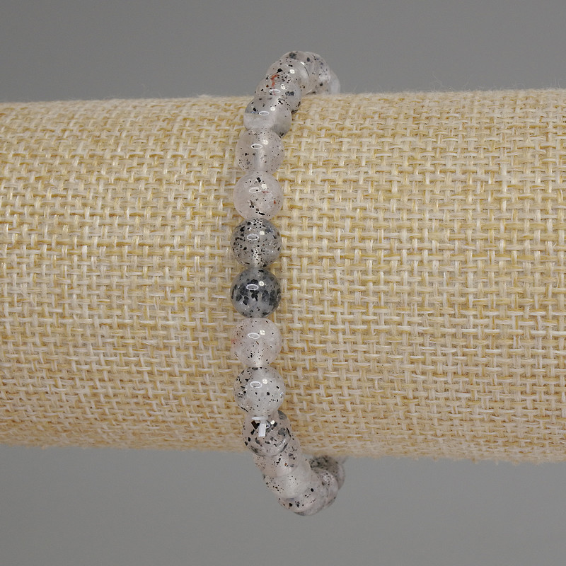 Bracelet en quartz d'Herkimer diamant, billes lisses 6 mm, longueur environ 18 cm, élastique