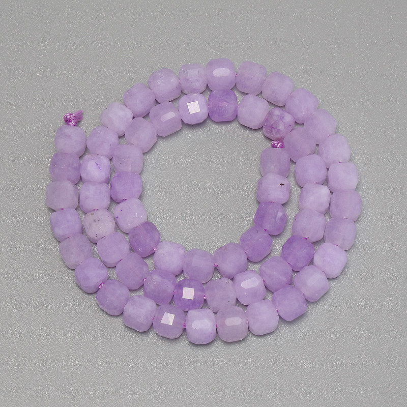 Perles d'améthyste lavande facettées, cube, diamètre 5 × 5 mm, longueur 30 cm ± sur fil