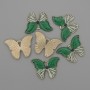 Pendentif papillon émaillé couleur doré sur métal doré, diamètre 22×16 mm ±, pack de 6 pièces