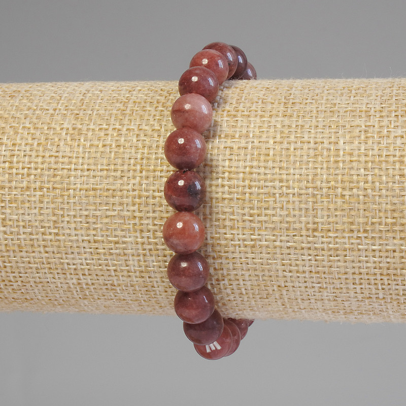 Bracelet en sélénite, billes lisses, diamètre 8 mm, longueur environ 18 cm, élastique