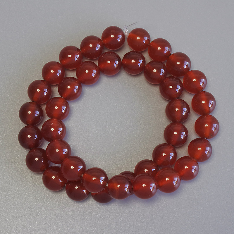 Perles de cornaline, billes lisses de 10 mm de diamètre sur fil, longueur 37 cm+