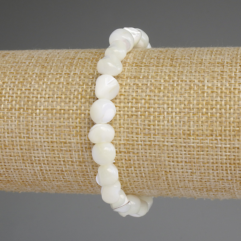 Bracelet nacré galeté, diamètre 8×8 mm ±, longueur 18 cm, élastique