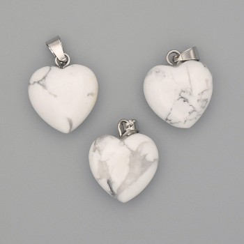 Pendentif Cœur en howlite 15×15×23 mm +