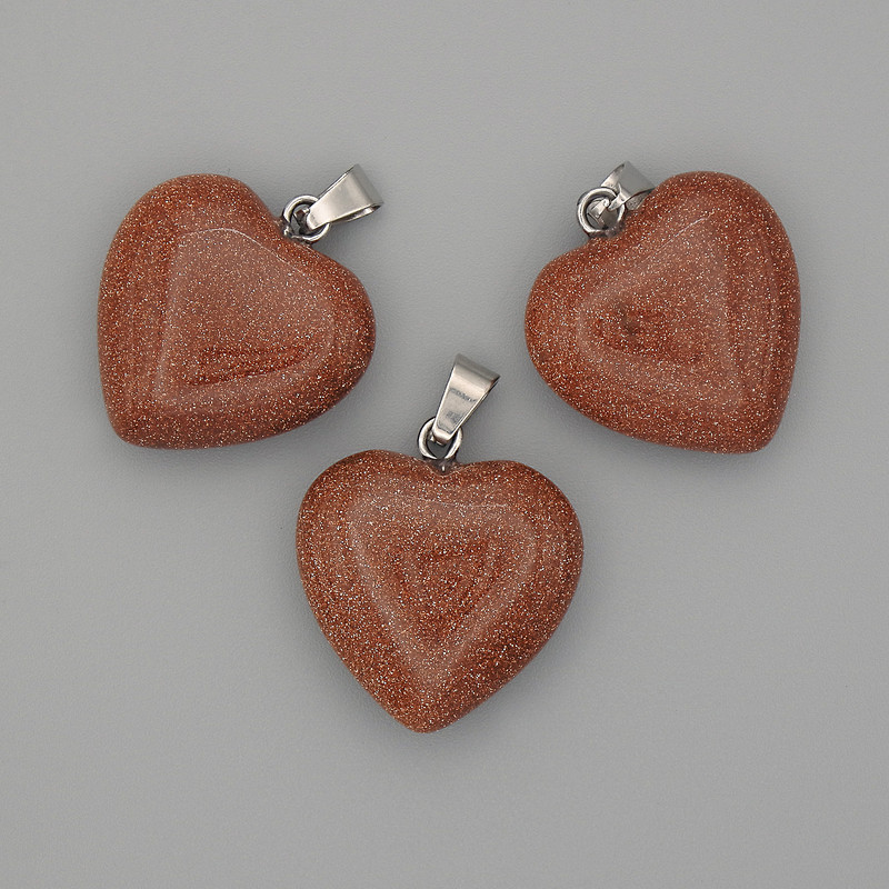 Pendentif Cœur en aventurine Sable doré 20×20×25 mm+