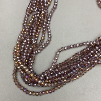 Perles en cristal tchèque sur fil brun transparent avec revêtement à base de benzine, rondelle facettée, diamètre 6×5 mm + -, longueur 40-41 cm +