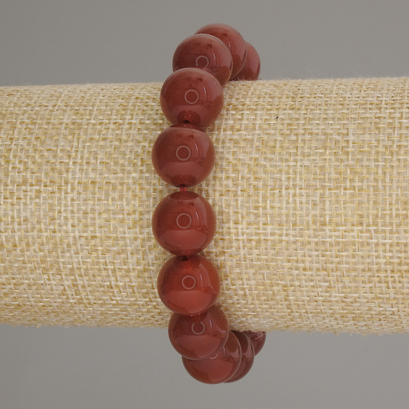 Bracelet en cornaline, perles lisses, diamètre 12 mm, longueur 18 cm, élastique