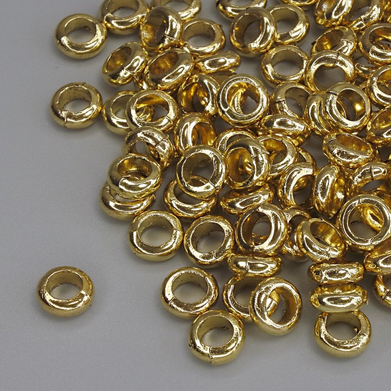 Perle-insert dorée, couleur métal doré, diamètre 6×2,5 mm, ouverture d’environ 3,5 mm, conditionnement 20 g (~93 pièces)