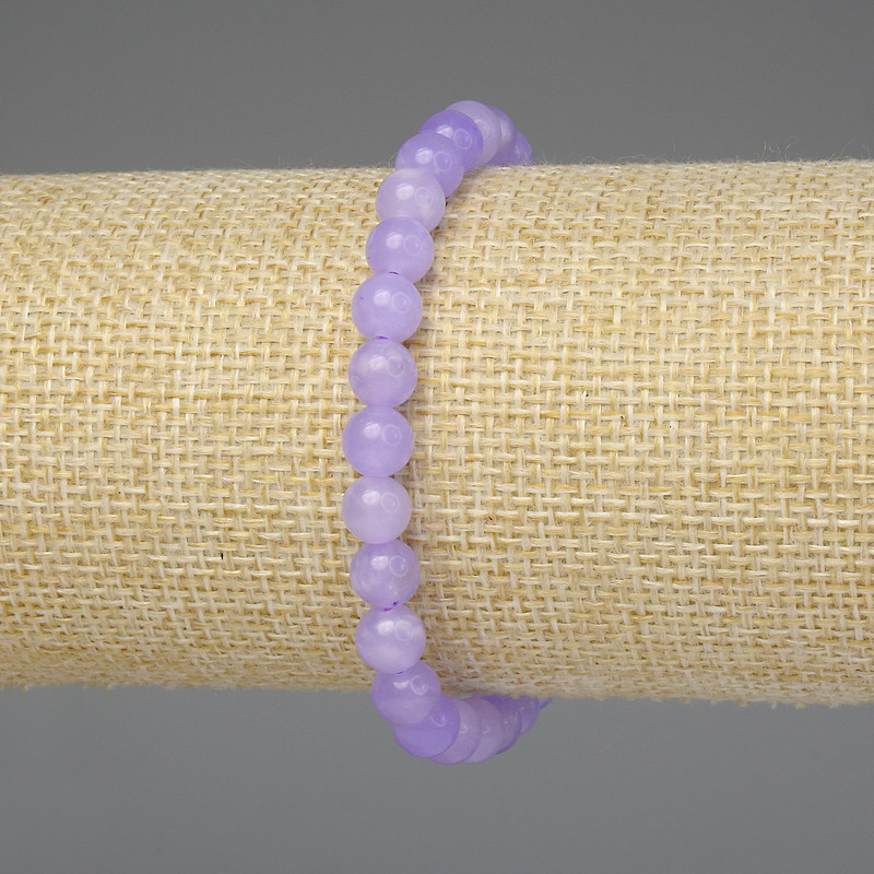 Bracelet améthyste lavande, perles lisses de 6 mm, longueur environ 18 cm, élastique