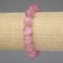 Bracelet œil de chat rose, billes lisses 12 mm, longueur 18 cm ±, extensible