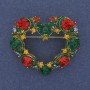 Broche-pendante «Cœur» émail et strass, métal doré, 40×35 mm+