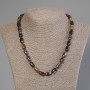 Collier en agate barillet, diamètre 12 × 8 mm, longueur environ 50 cm, avec fermoir
