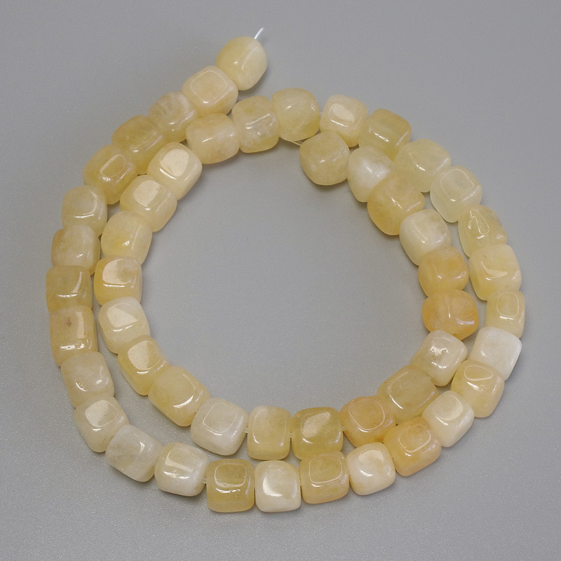 Perles de citrine cube, diamètre 7,5 × 7,5 mm, longueur 37 cm sur fil