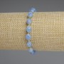 Bracelet en aigue-marine, grains facettés, diamètre 8×6 mm, longueur 18 cm ±, élastique