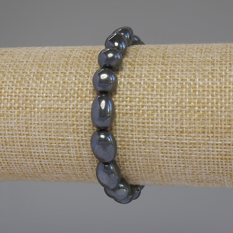 Bracelet en hématite galets, diamètre 8–11 × 8 mm (+/-), longueur 18 cm, élastique