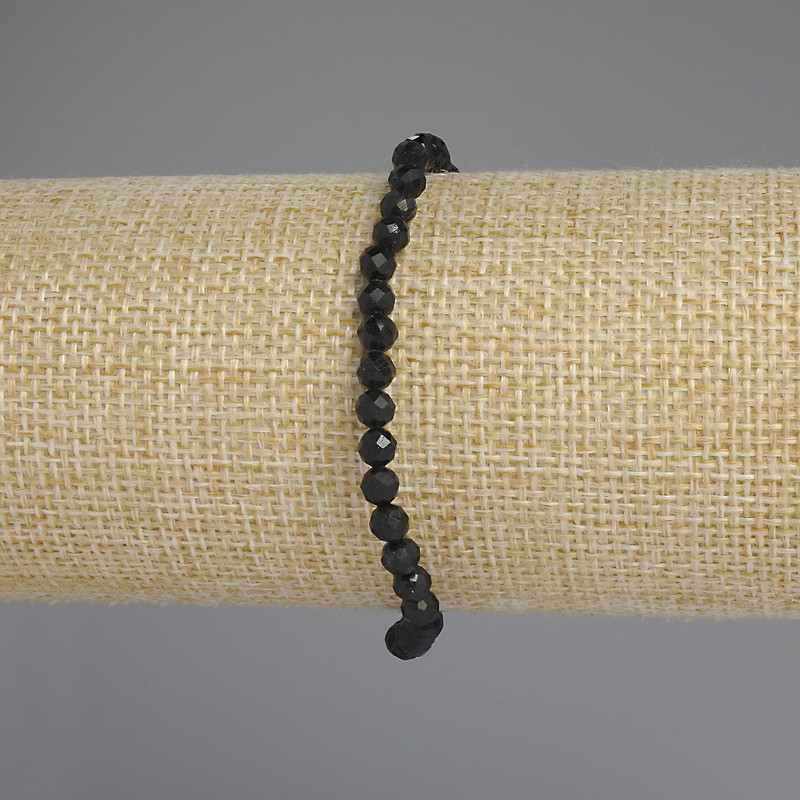Bracelet en shungite à billes facettées, diamètre 4 mm, longueur 18 cm