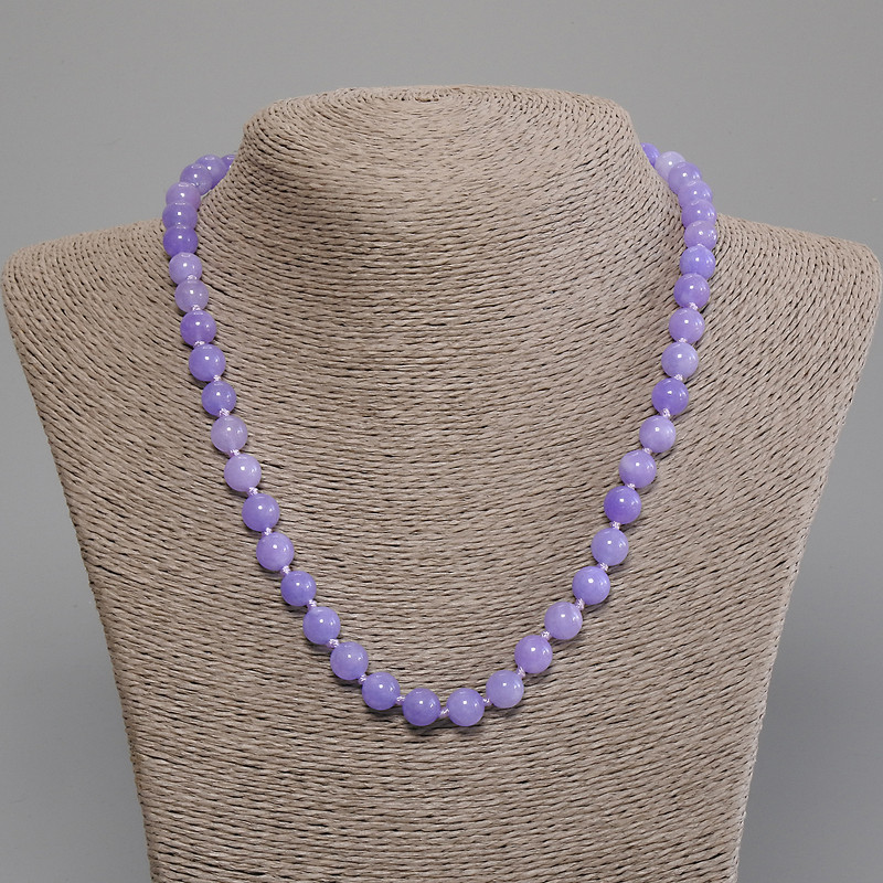 Collier en aigue-marine, boules lisses de 8 mm, longueur 50 cm ±, avec fermoir