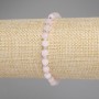 Bracelet quartz rose facetté en cube, diamètre 5 x 5 mm +/-, perles de rocailles 3 mm +/-, longueur 18 cm +/- élastique