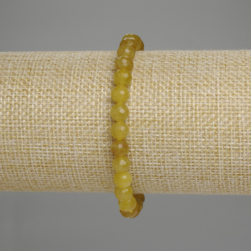 Bracelet en quartz jaune, perles facettées de 6 mm ±, longueur 18 cm +