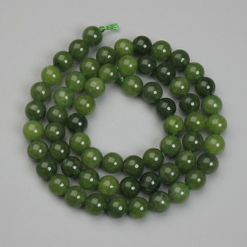 Perles de jadéite - boule, diamètre 6 mm, longueur 39 cm, montées sur fil